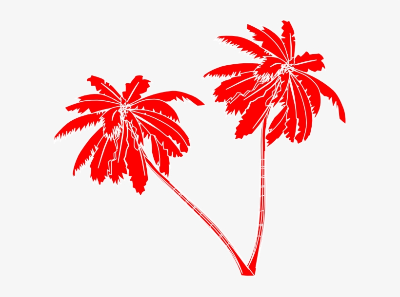 Red And White Palm Trees Clip Art At Clker - Red Palm Trees Png, transparent png #398851