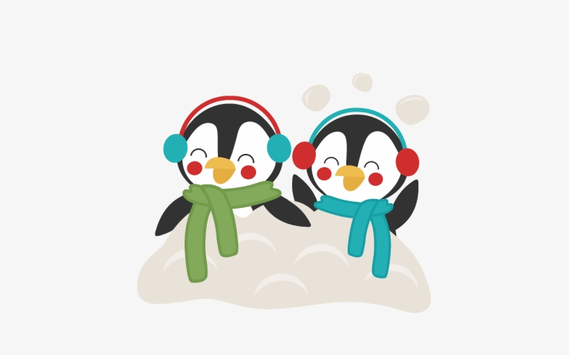 Penguins In Snow Winter Svg Scrapbook Cut File Cute - Clip Art, transparent png #399146