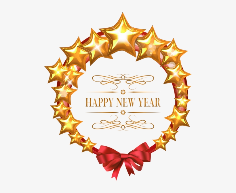 Happy New Year Stars Oval Decor Png Clipart Image - Frame Happy New Year Png, transparent png #3900330