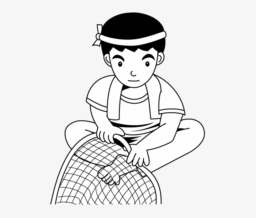 Fishing Net Clipart - Clip Art Fisherman Black And White, transparent png #3902055