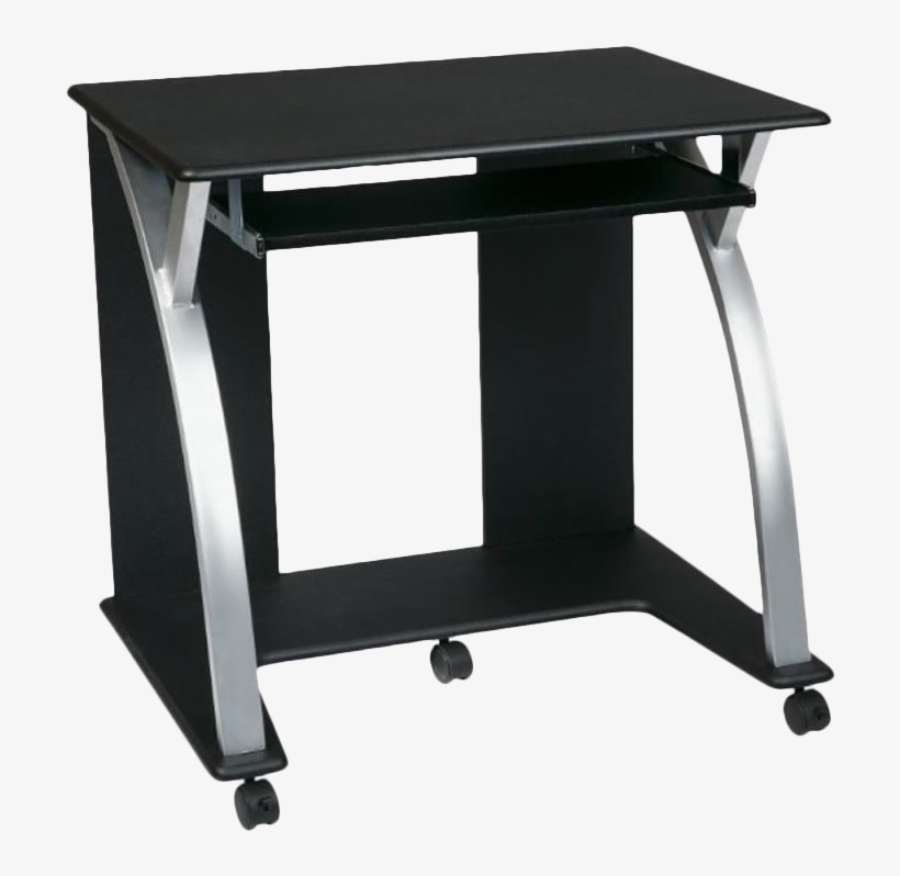Saturn Computer Desk Black Pvc Veneer In Black W/ Silver - Osp Designs Saturn Computer Cart, Black And Silver, transparent png #3902609