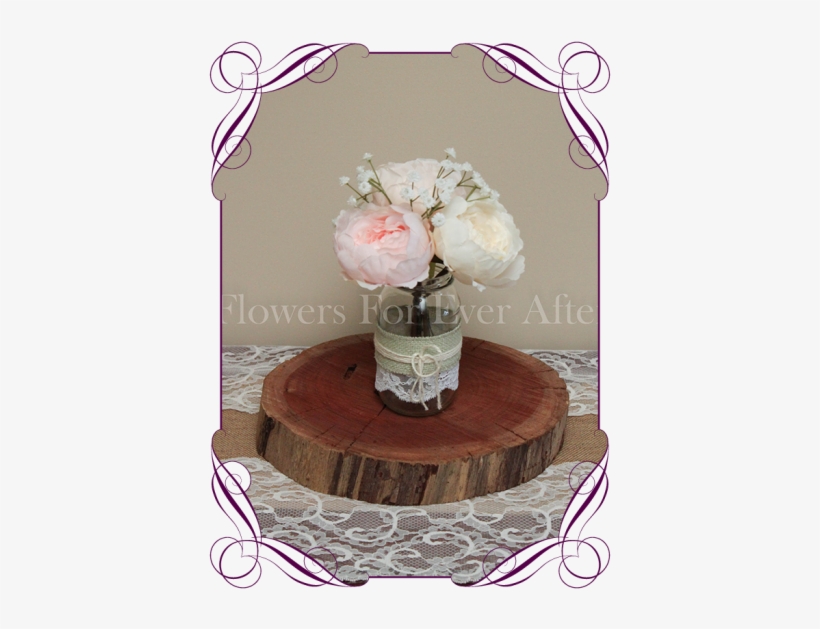 Blush Peony Rustic Style Silk Artificial Table Centrepiece - Mauve Artificial Flowers Jars, transparent png #3903010