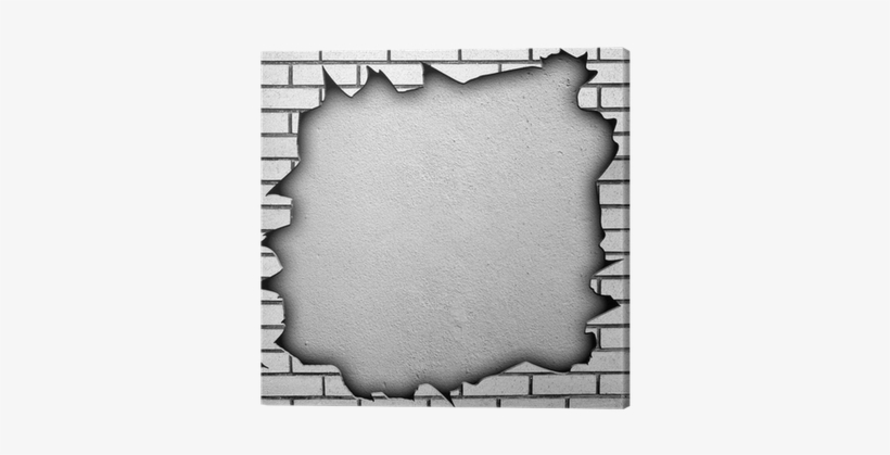 Cracked Brick Wall With Large Hole Canvas Print • Pixers® - Brick, transparent png #3903012