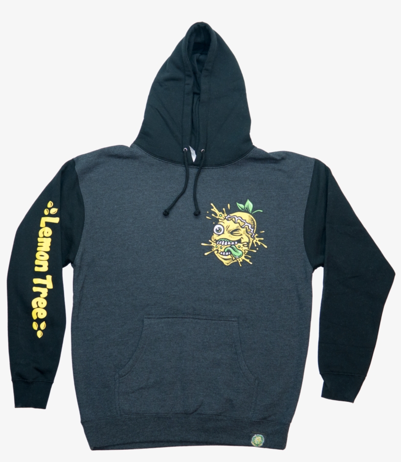 Lemon Splat Two Tone Black/charcoal Grey Hoodie - Sweatshirt, transparent png #3903278