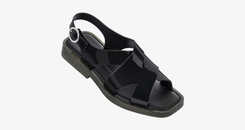 Melissa Women's Black Jelly Sandals With Cross Strap - Black Leather Formal Shoes Without Laces Brown, transparent png #3904096