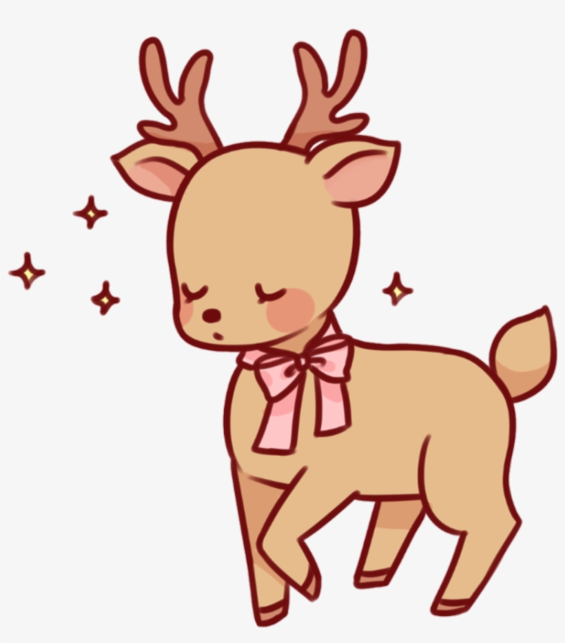 Deer Brown Pink Bow Cute Yellow Sparkle Sparkles Kawaii - Yellow, transparent png #3904401