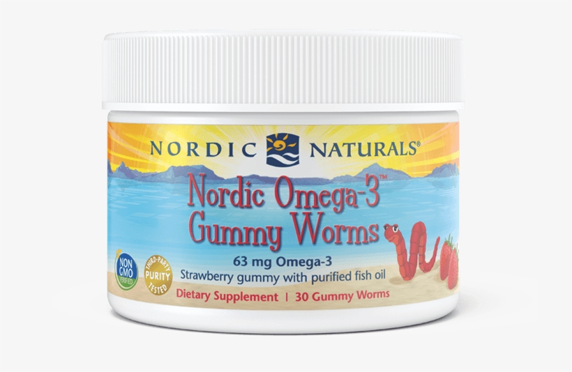 Nordic Omega-3 Gummy Worms™ - Nordic Naturals - Nordic Omega-3 Gummy Worms Strawberry, transparent png #3905057