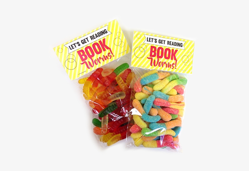 Book Worms Gummi Worm Treat Bag For Fresh Candy And - Candy Worms Bags, transparent png #3905326