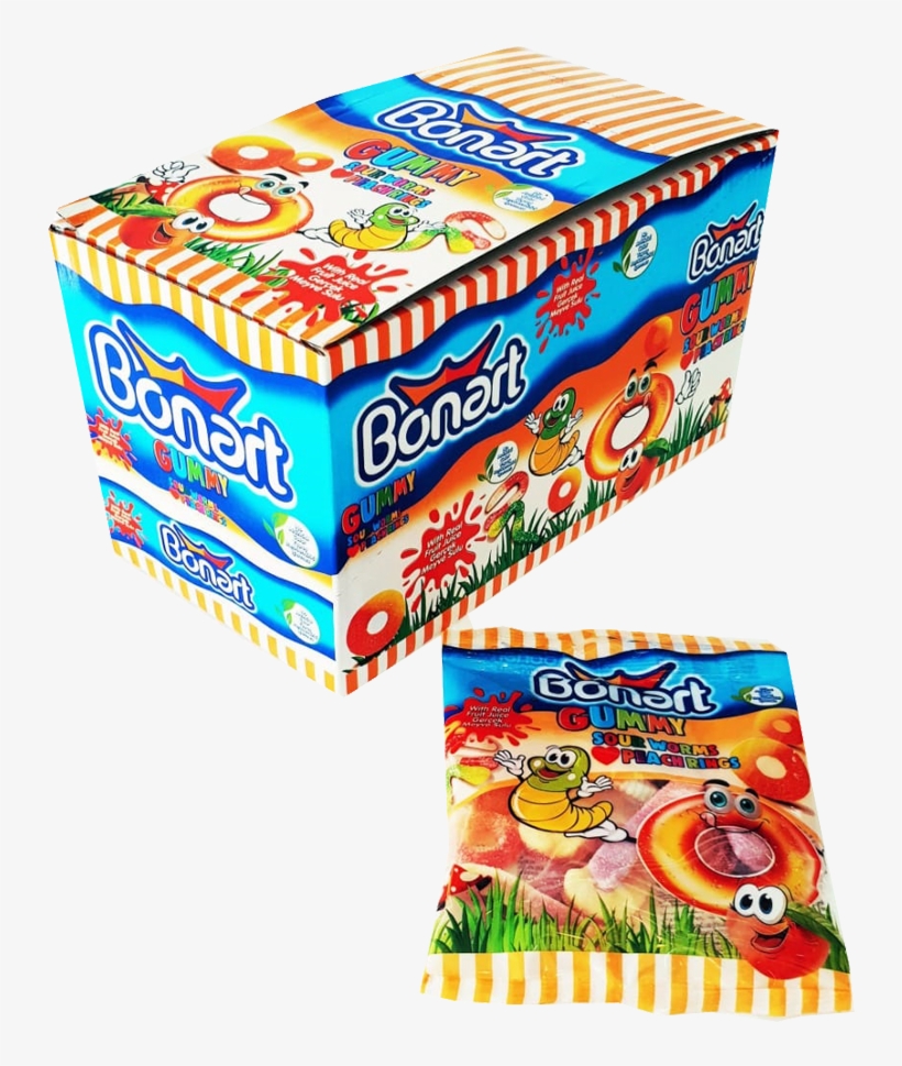 Bonart Gummy Sour Worms - Gummy Candy, transparent png #3905446