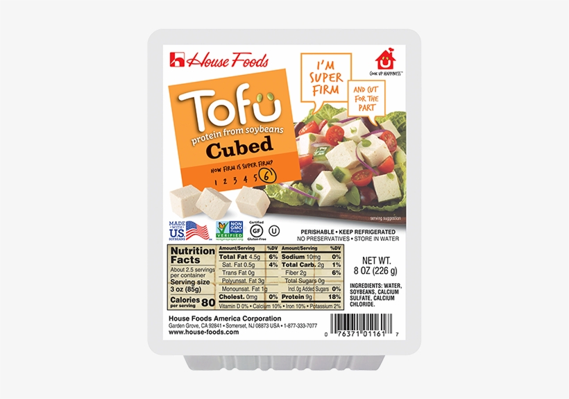 Organic Tofu Protein From Soybeans Cubed - Cubed Tofu Firm, transparent png #3905943