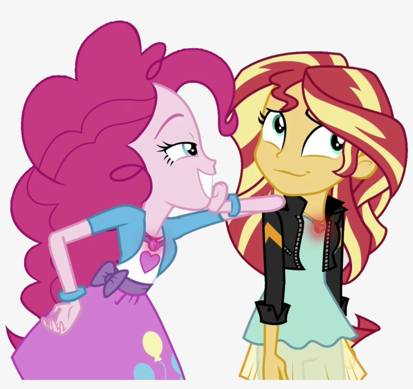 Sunset Shimmer With Pinkie Pie Leaning On Her - Pinkie Pie Equestria Girl Necklace, transparent png #3906063