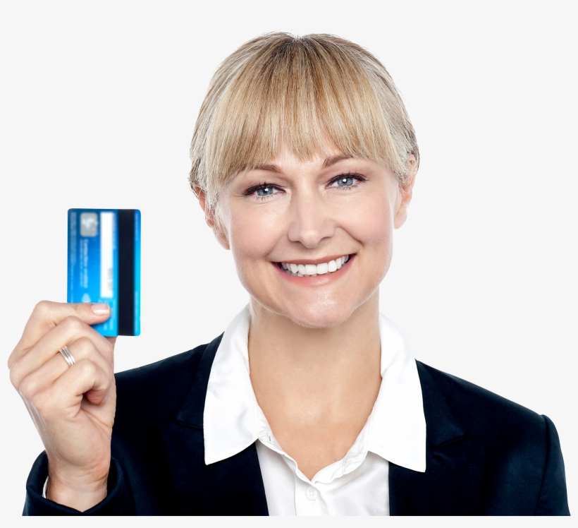 Women Holding Credit Card Png Image - Women With Bank Card, transparent png #3907505