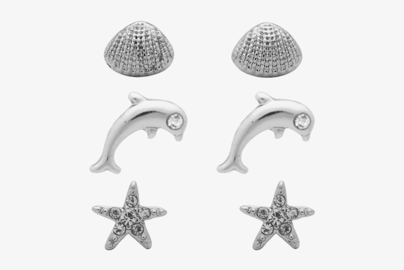 Rhodium Shell Dolphin Starfish - Gold, transparent png #3907573