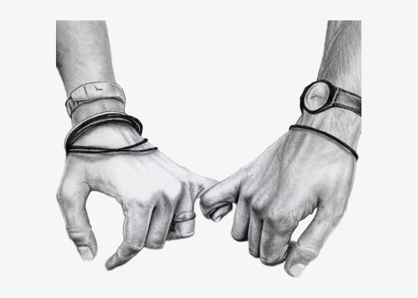 Holdinghands Love Couple Sketch Blackandwhite Hands - Holding Hands Drawing Realistic, transparent png #3908213