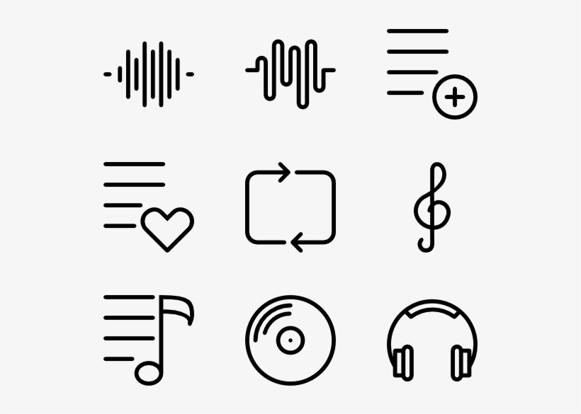 Music Icons Transparent White - Line Art, transparent png #3908399