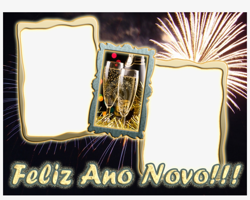 Moldura Para Duas Fotos Tema Réveillon, Frase Feliz - New Year, transparent png #3909286