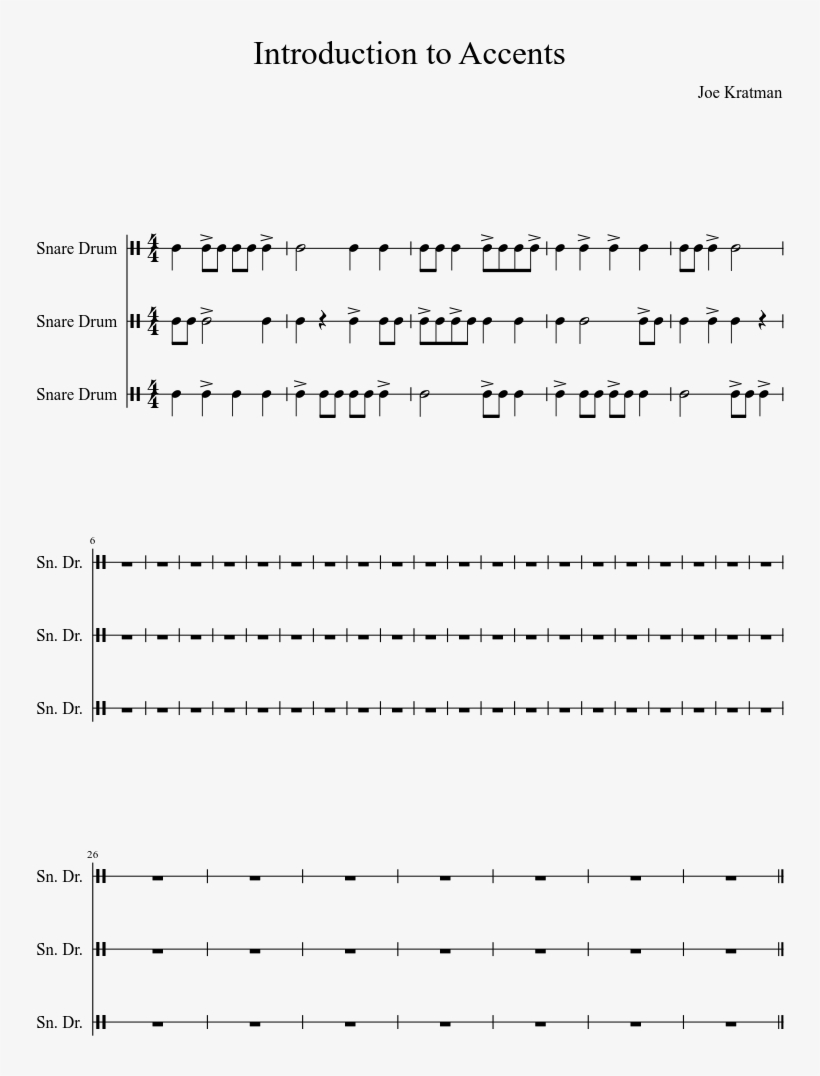 Introduction To Accents Sheet Music Composed By Joe - Document, transparent png #3909459
