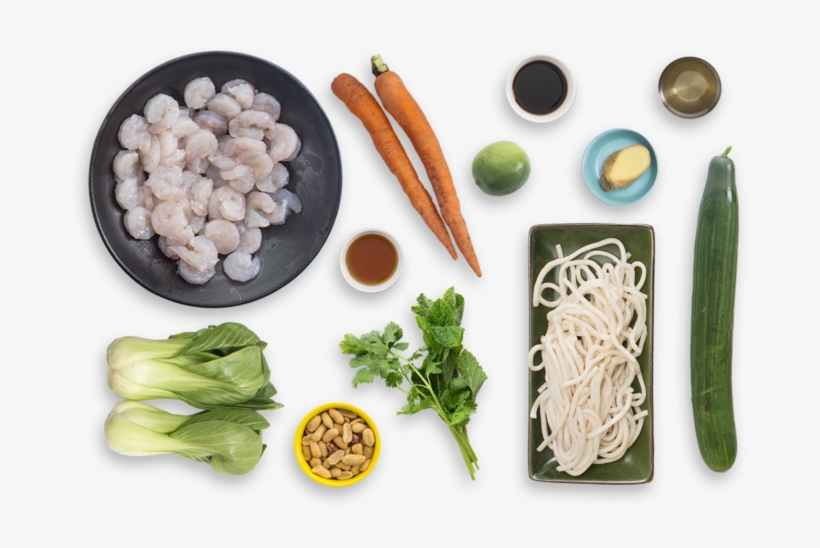 Shrimp & Udon Noodle Salad With Cucumber, Carrots & - Shrimp Udon Salad, transparent png #3911255