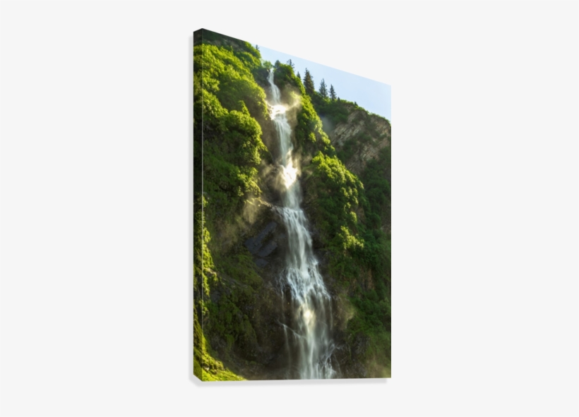 Sun Rays Flow Through The Mist Of Bridal Veil Falls, - Printscapes Wall Art: 12" X 18" Canvas Print With Black, transparent png #3912963