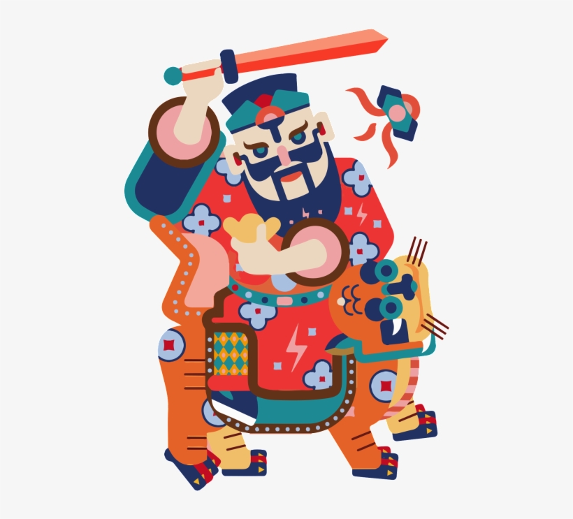 Cartoon Flat Gods Paper Cut Decorative - Painting, transparent png #3913674