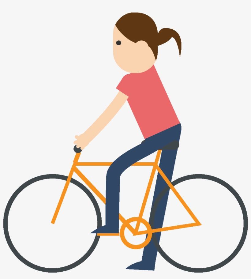 Hand Drawn Girl Riding Bicycle Element - Graphic Design, transparent png #3916299