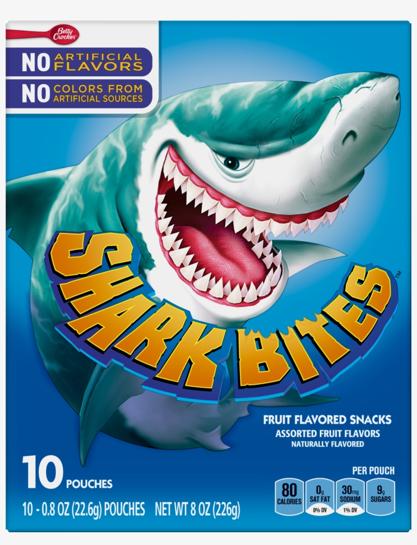 Betty Crocker Shark Bites Fruit Flavored Snacks Assorted - Betty Crocker Shark Bites Fruit Snacks, Assorted -, transparent png #3918085