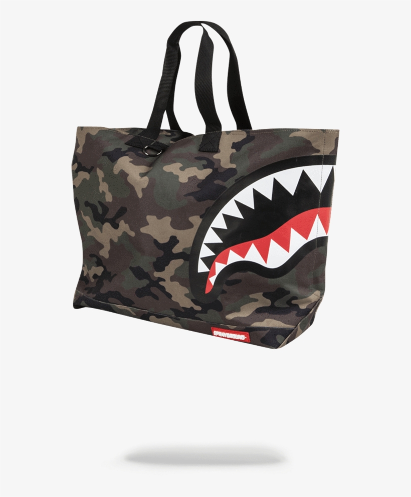 Sprayground Tote Bag X Sharks Mouth Woodland Camo - Sprayground Camo Shark Tote, transparent png #3918722