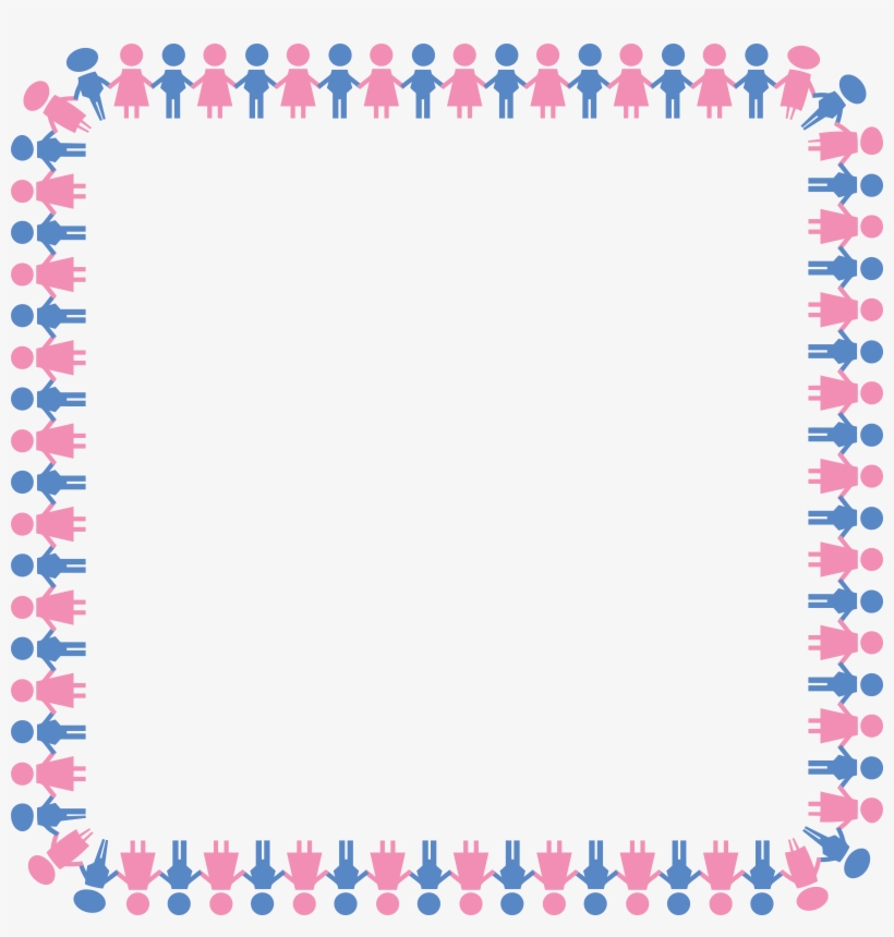 Free Clipart Of A Square Border Of Boys And Girls - Border Design For Girls, transparent png #3920058