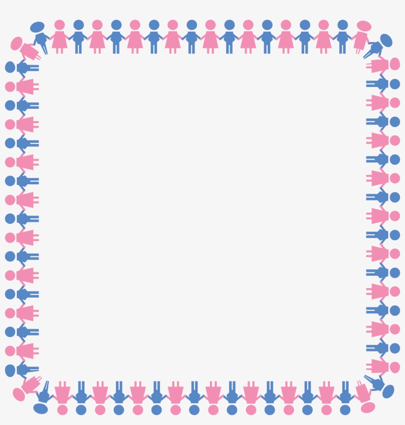 Free Clipart Of A Square Border Of Boys And Girls - Border Design For Girls, transparent png #3920058