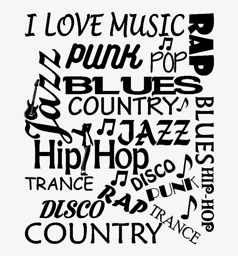 Sticker Citation Musique I Love Music Punk Rap Pop - New Metro Hotel Semarang, transparent png #3920133