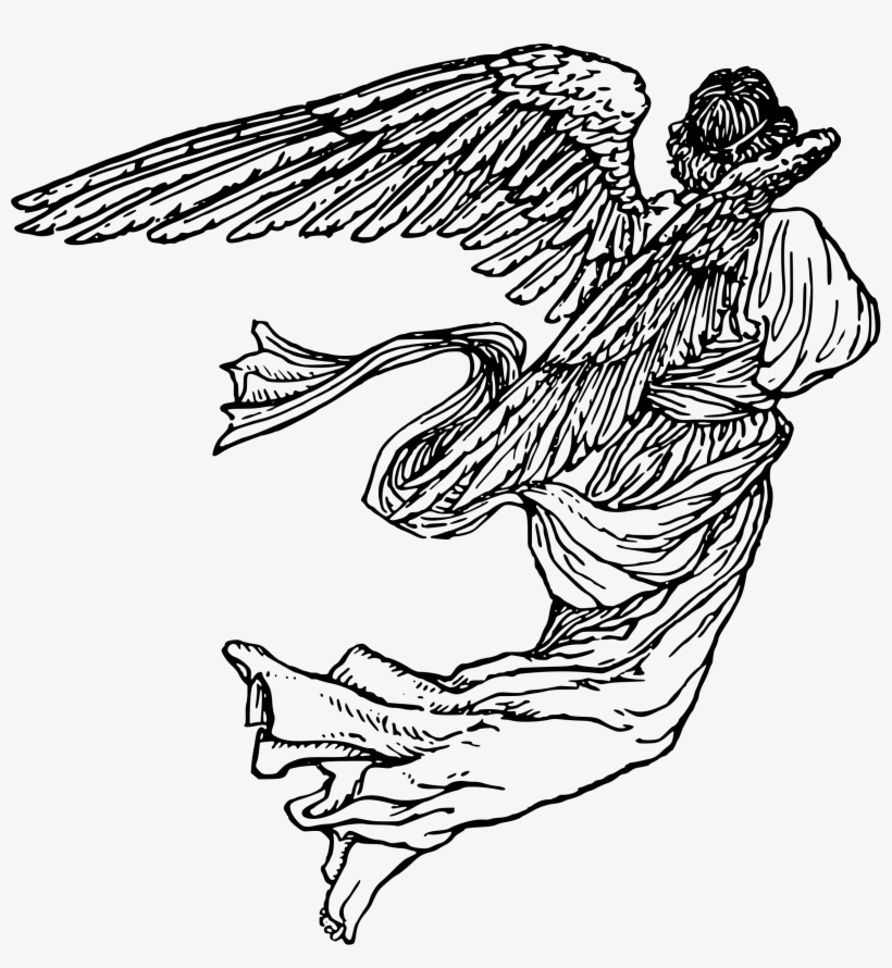 Angel Drawing Png - Black And White Angel Png, transparent png. 