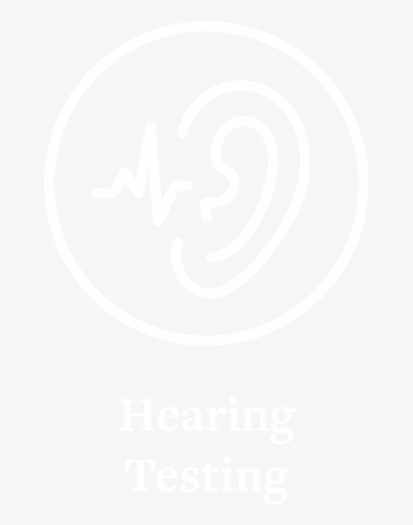 Hearing Testing Circle Icon White Outline With Text-01 - White Cinematic Bars Png, transparent png #3920582