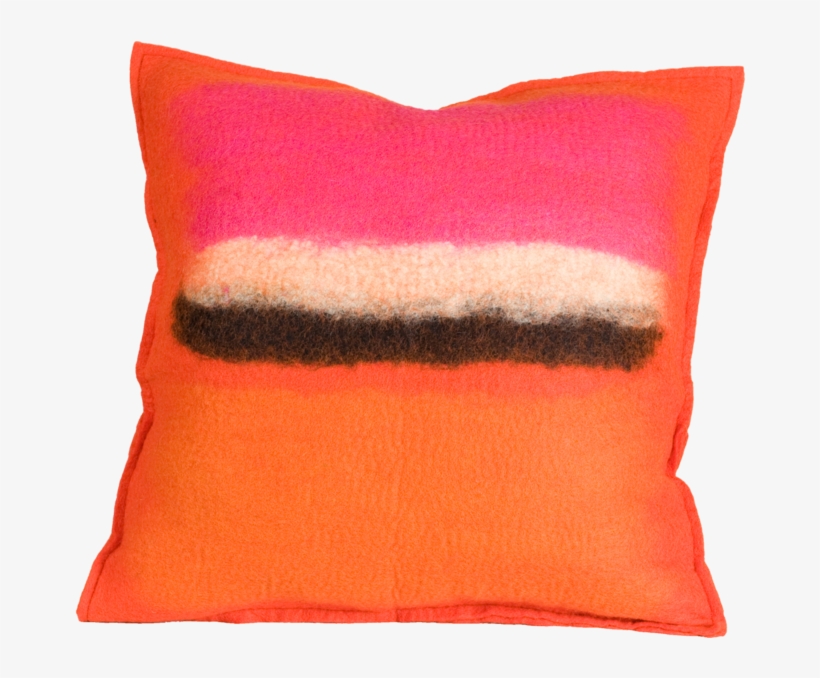 Persimmon Pillow, Felt Pillow - Abstract Persimmon Color Splash Felted Wool Throw Pillow, transparent png #3922307