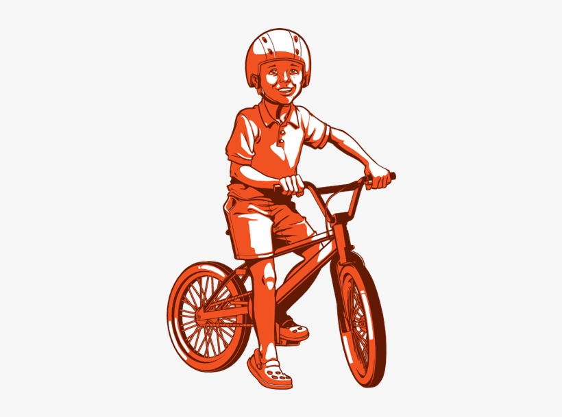 Happy Kid Riding His Middle-wheeler Bike - Motorcycle, transparent png #3922461
