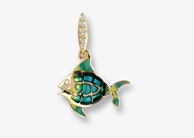 Nicole Barr Designs 18 Karat Gold Angel Fish Necklace-turquoise - Nicole Barr Diamonds Turquoise Gold Fish Stud Earrings, transparent png #3925399