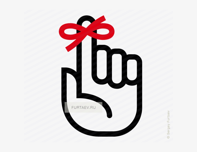Vector Icon Of Raised Index Finger With Reminder Knot - Attention Icons, transparent png #3925972