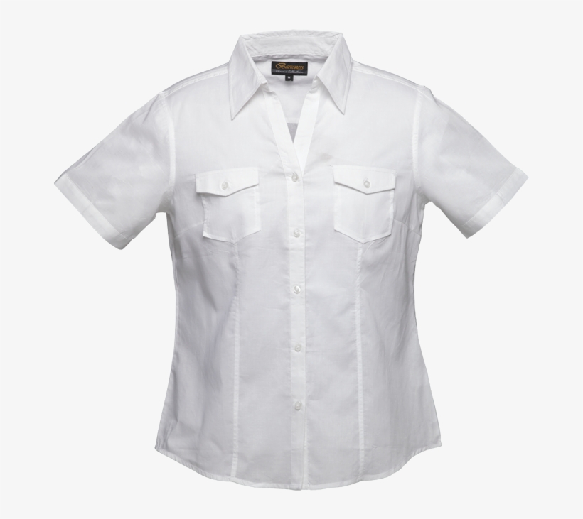 Ladies Corporate Blouse, - Military Short Sleeve White Button Up, transparent png #3926152