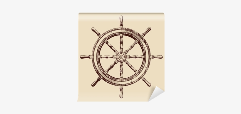 Ship Steering Wheel Vintage Vector Illustration Wall - Timon De Barco Tatuaje, transparent png #3927261