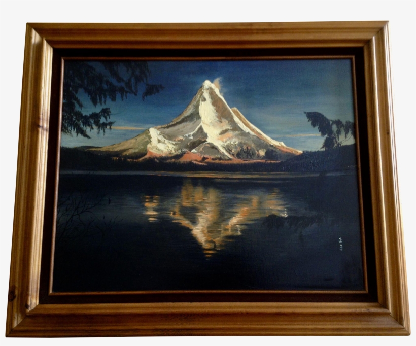 Mount Fuji Landscape Japan Oil Painting On Canvas Signed - Canvas, transparent png #3927517