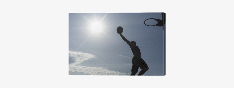 Basketball Player Silhouette Slam Dunking On A Sunny - Slam Dunk, transparent png #3928325