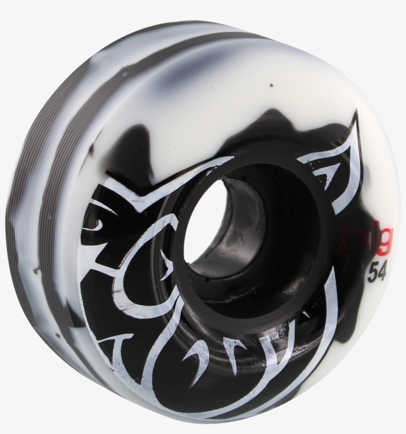 Pig Head Swirl 54mm White/black Skateboard Wheels - Formula One Tyres, transparent png #3928738