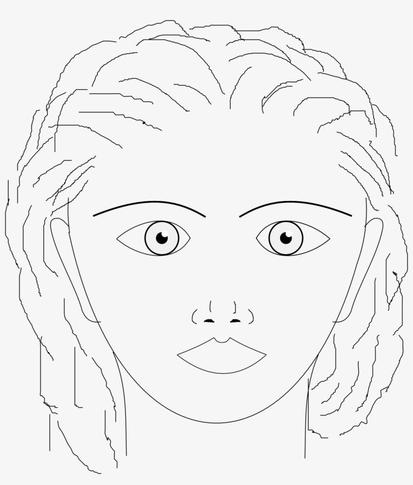 Girl Avatar Pretty Woman Face - Line Art, transparent png #3929666