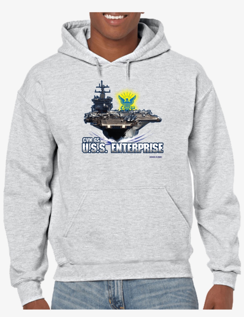 Uss Enterprise Cvn-65 Big E Aircraft Carrier Hoodie - Ash Grey Gildan Hoodie, transparent png #3930736