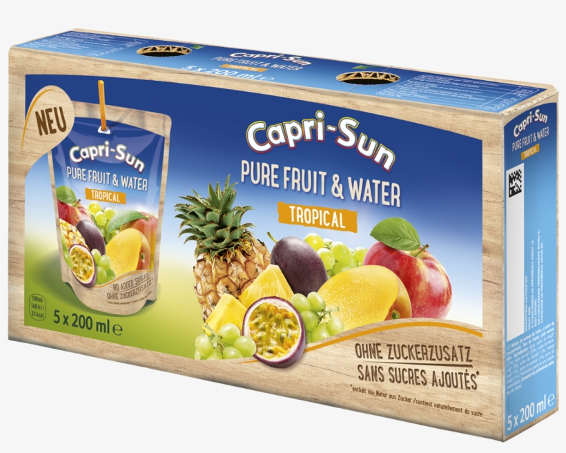 Capri Sun Pure Fruit & Water Tropical 5 X 0,2l - Capri Sun Fruit Water, transparent png #3931417