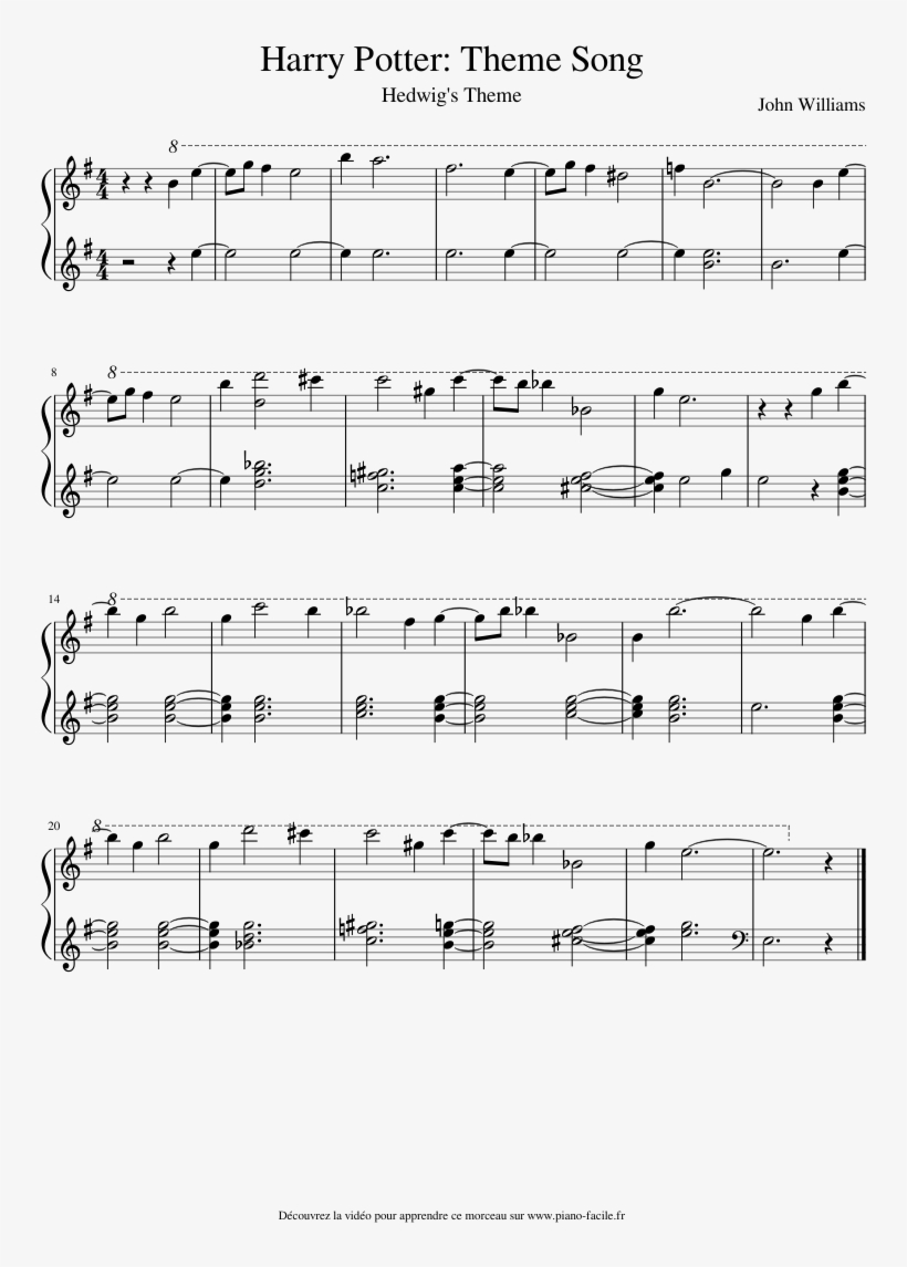 Theme Song - Harry Potter Theme Song Piano Sheet Music - Free