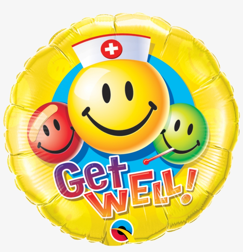 Get Well Smiley Faces Balloon - Get Well Smiley Face, transparent png #3932070