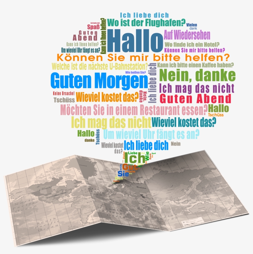Useful German Travel Phrases Word Cloud - Spanish Words Word Cloud, transparent png #3932143