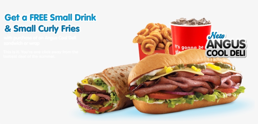Click Here To Get A Free Small Drink And A Small Curly - Arby's Coupons 2011, transparent png #3932484