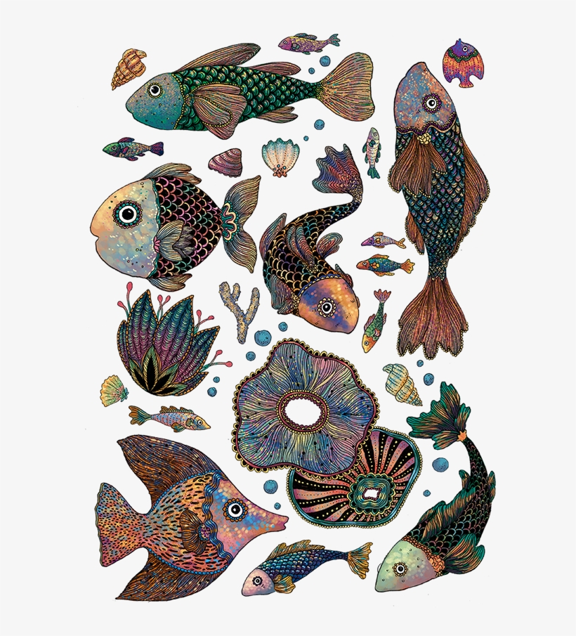 This Series Of Sea Creatures Drawings Were Made For - Coral Reef Fish, transparent png #3932568