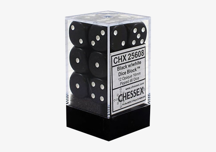 Chessex Black W/white Opaque 16mm D6 Dice Block - D6 Dice Cirrus 16mm Light Blue/white (12 Dice In Display), transparent png #3933196